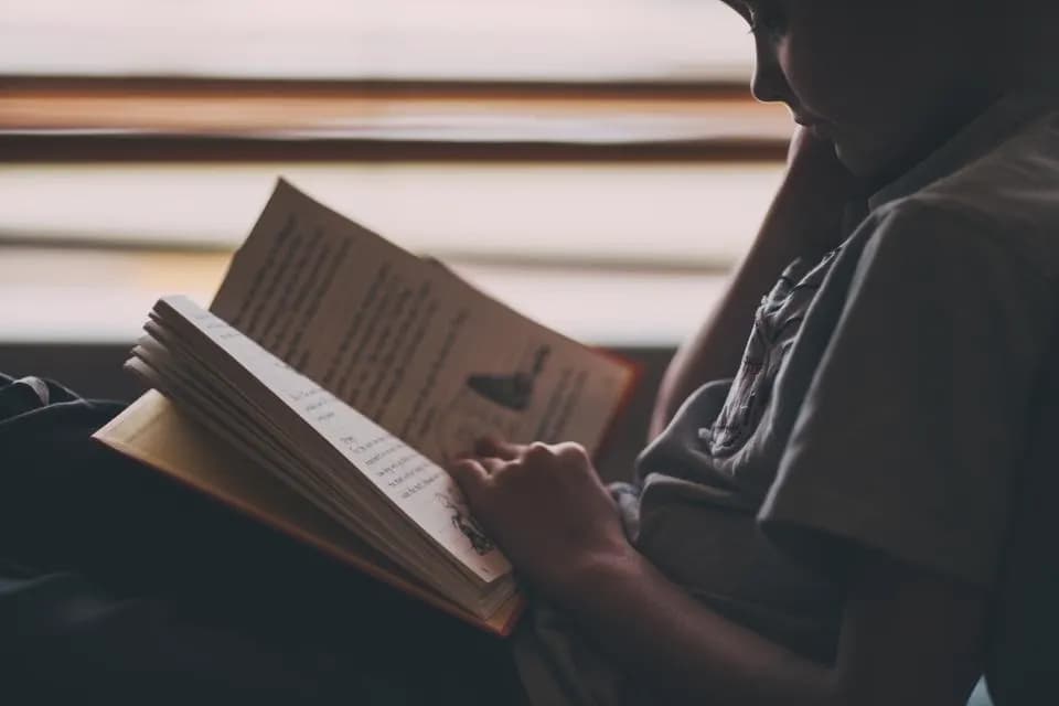 Kitap okuyan bir çocuk